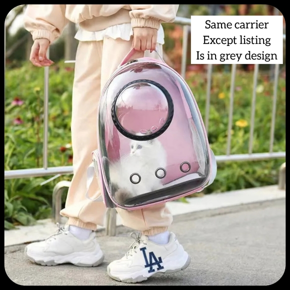 Backpack pet carrier space capsule bubble design durable w side pockets grey new - Picture 1 of 10